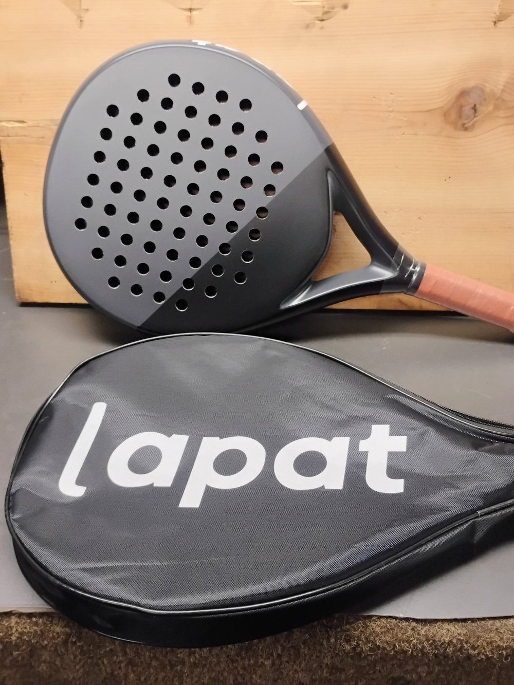 Lapat Gray Outdoor Paddle Racket with Protective Cover